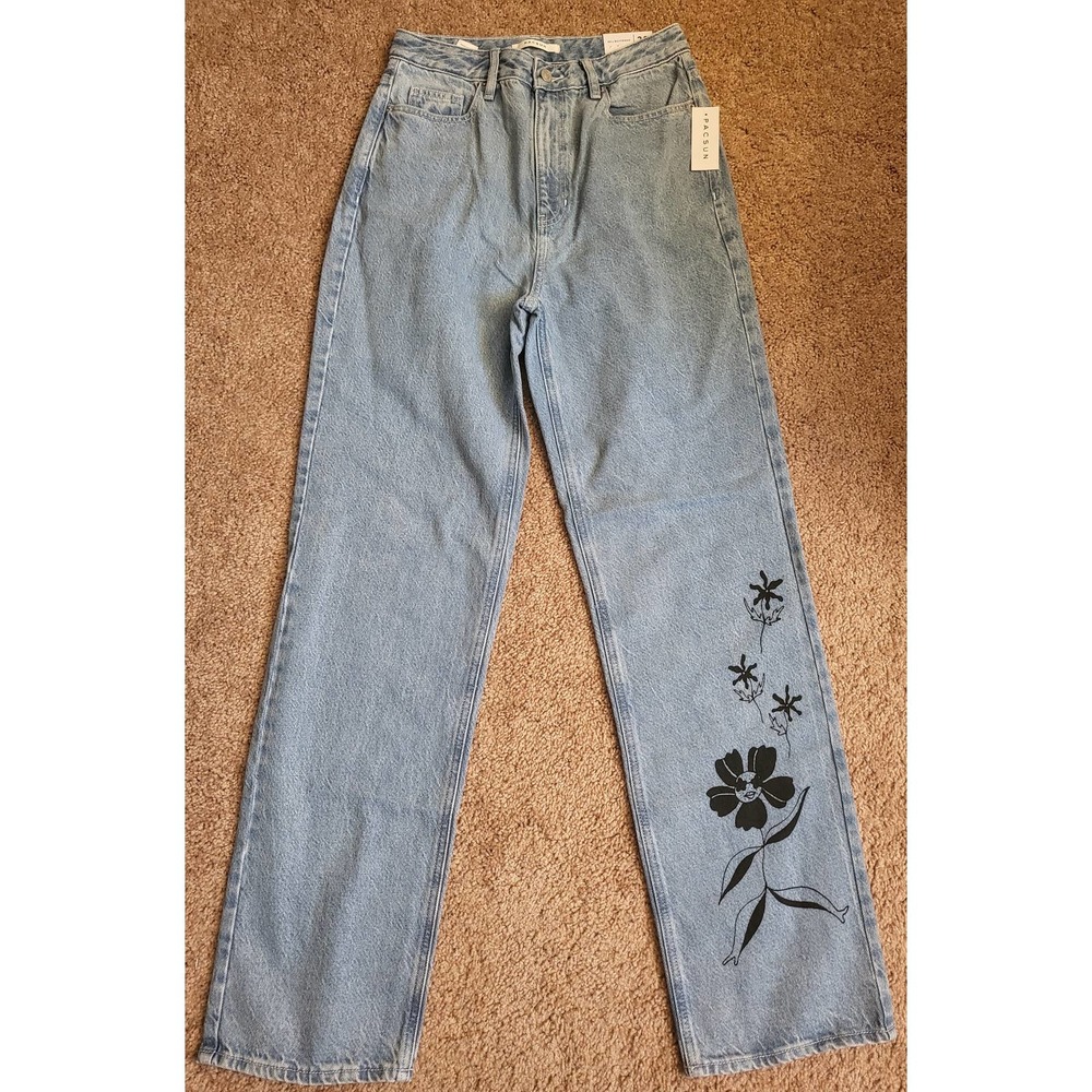 PACSUN Eco Flower Light Blue Boyfriend Jeans- Size 28
